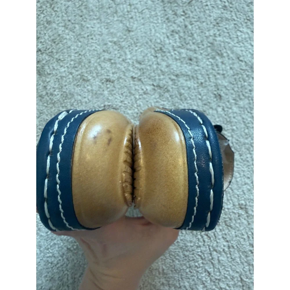Bunion Corrector Navy & Red Leather Flower Wedge Sandals‎ Size 38 EU Gently Worn